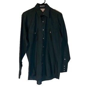 Vtg Sheplers Western Shirt 15-33 Navy Pearl Snap Rodeo Cowboy Country Mens